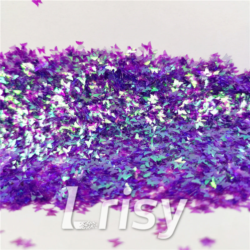3mm Butterfly Shaped Iridescent Purple Glitter C006