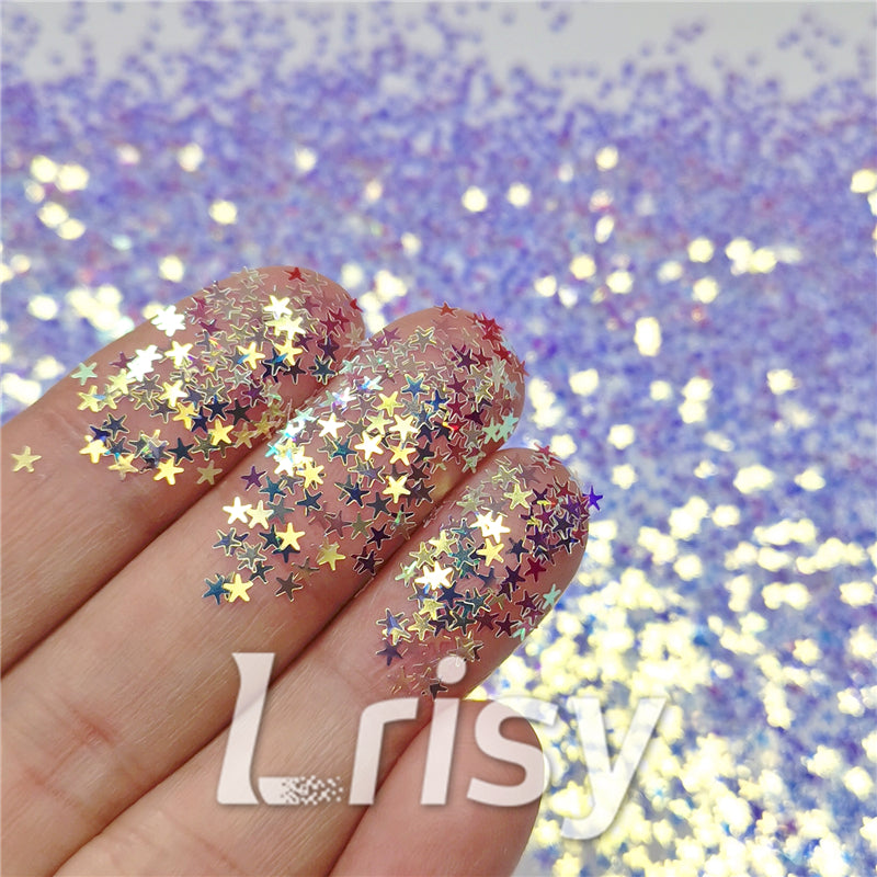 2.5mm Star Shaped Royal Blue Iridescent Glitter FE-F321A