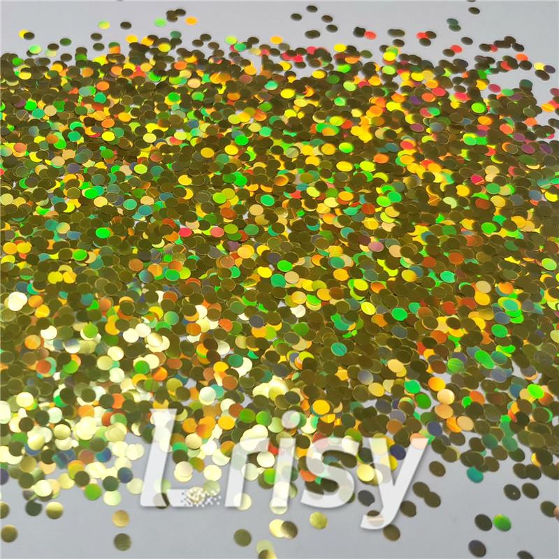 3mm Round Shaped Holographic Gold Glitter LB0210