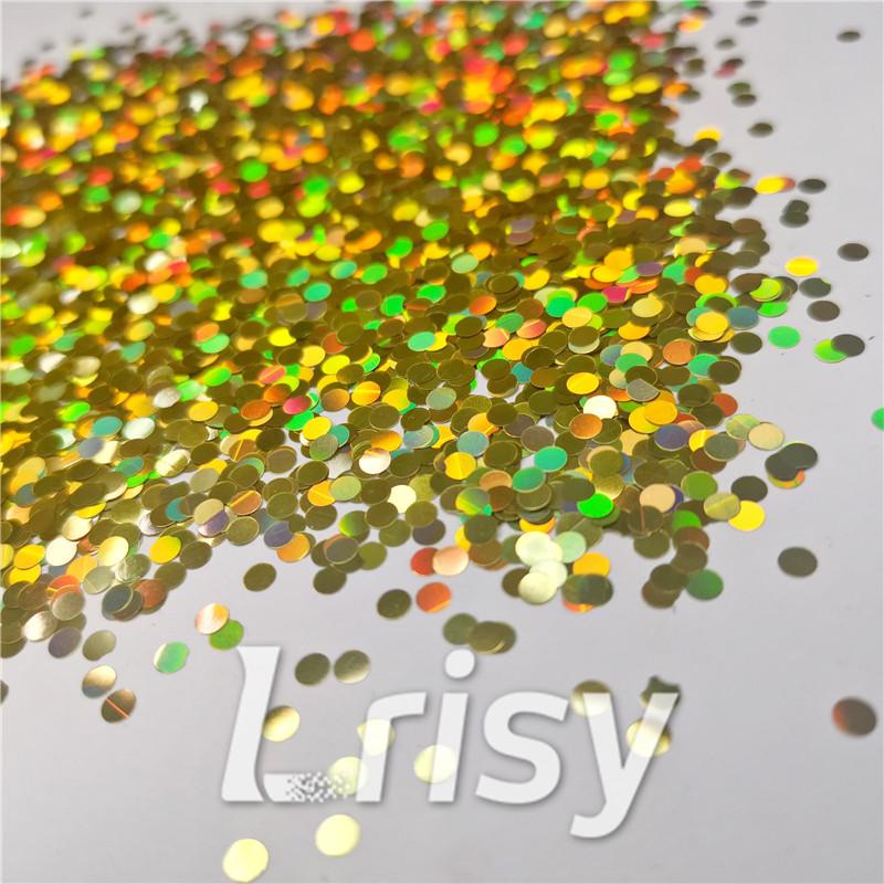 3mm Round Shaped Holographic Gold Glitter LB0210