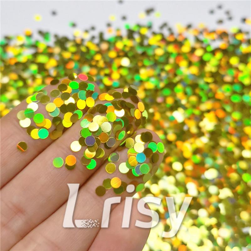 3mm Round Shaped Holographic Gold Glitter LB0210