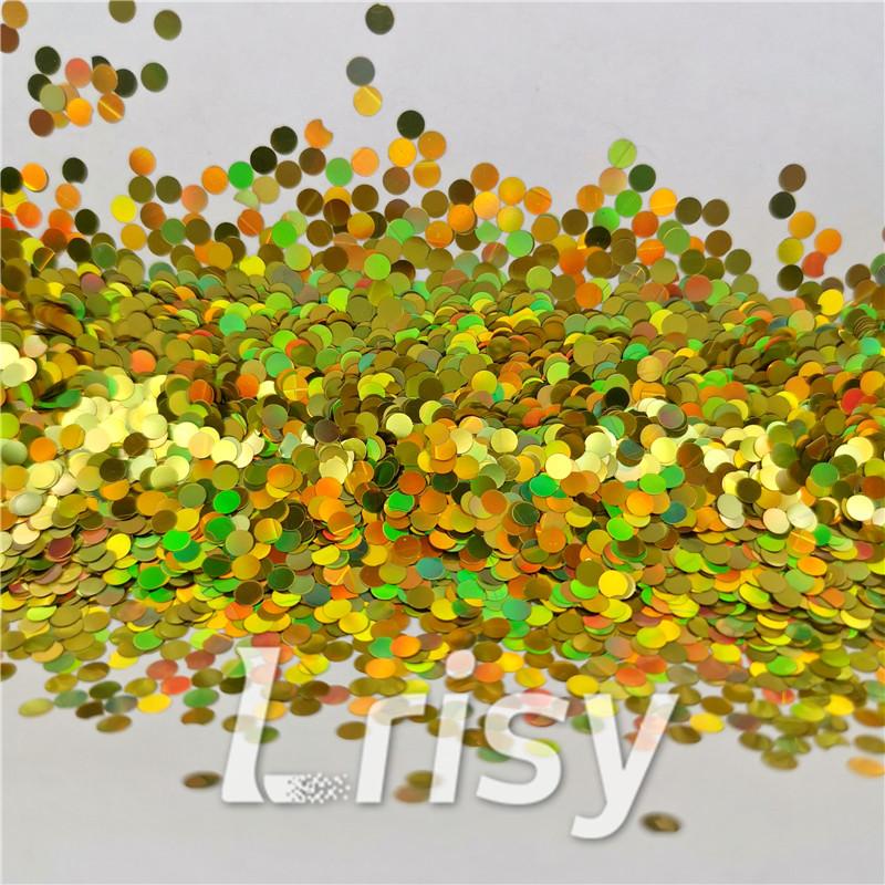 3mm Round Shaped Holographic Gold Glitter LB0210