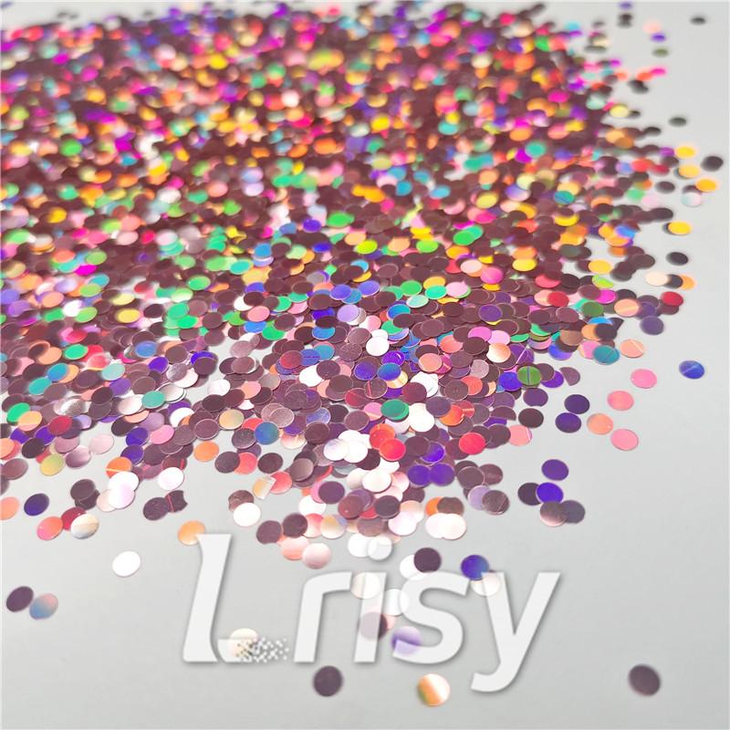 3mm Round Shaped Holographic Hazy Pink Glitter LB0911