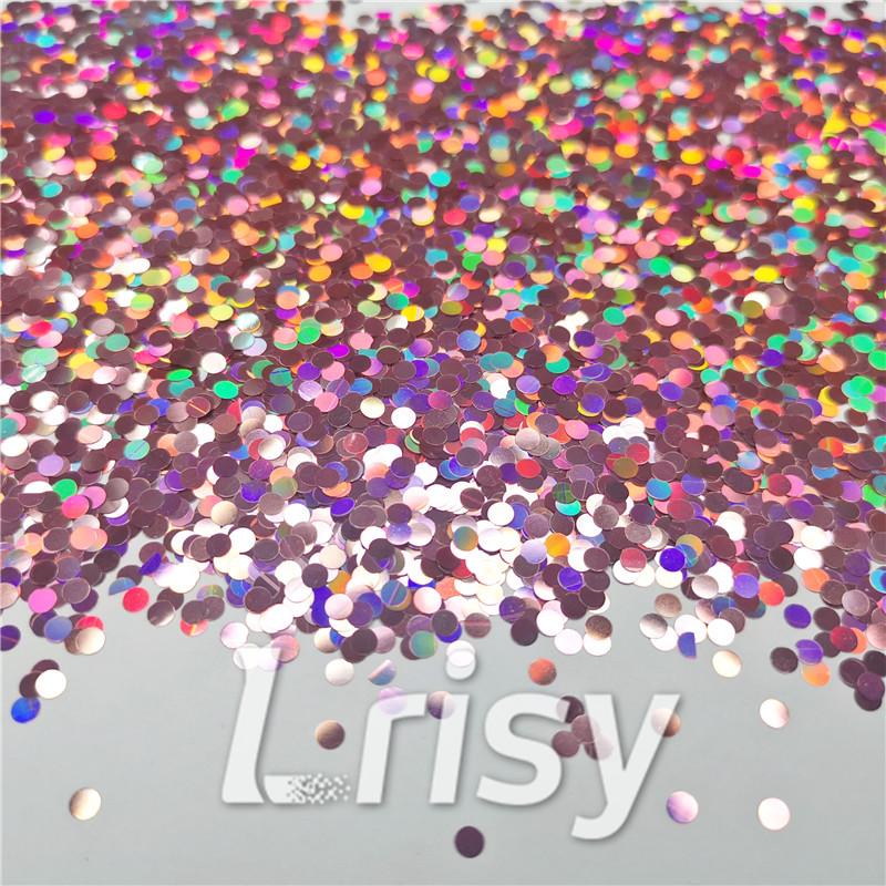 3mm Round Shaped Holographic Hazy Pink Glitter LB0911