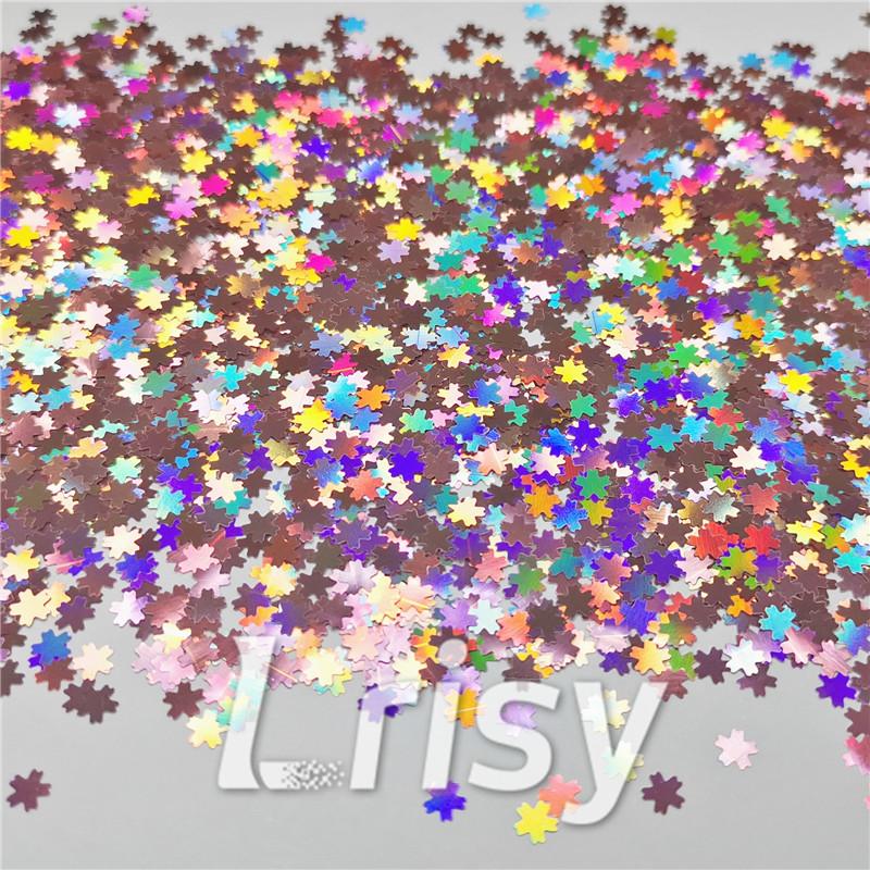 5mm Cherry Blossoms (Sakura) Shaped Holographic Hazy Pink Glitter LB0911