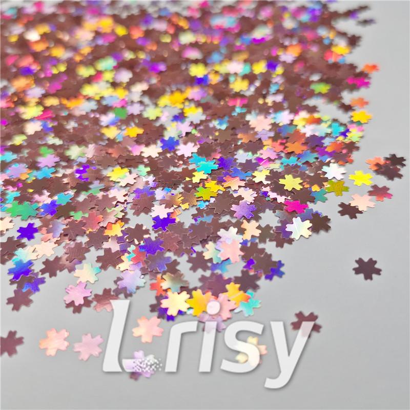 5mm Cherry Blossoms (Sakura) Shaped Holographic Hazy Pink Glitter LB0911