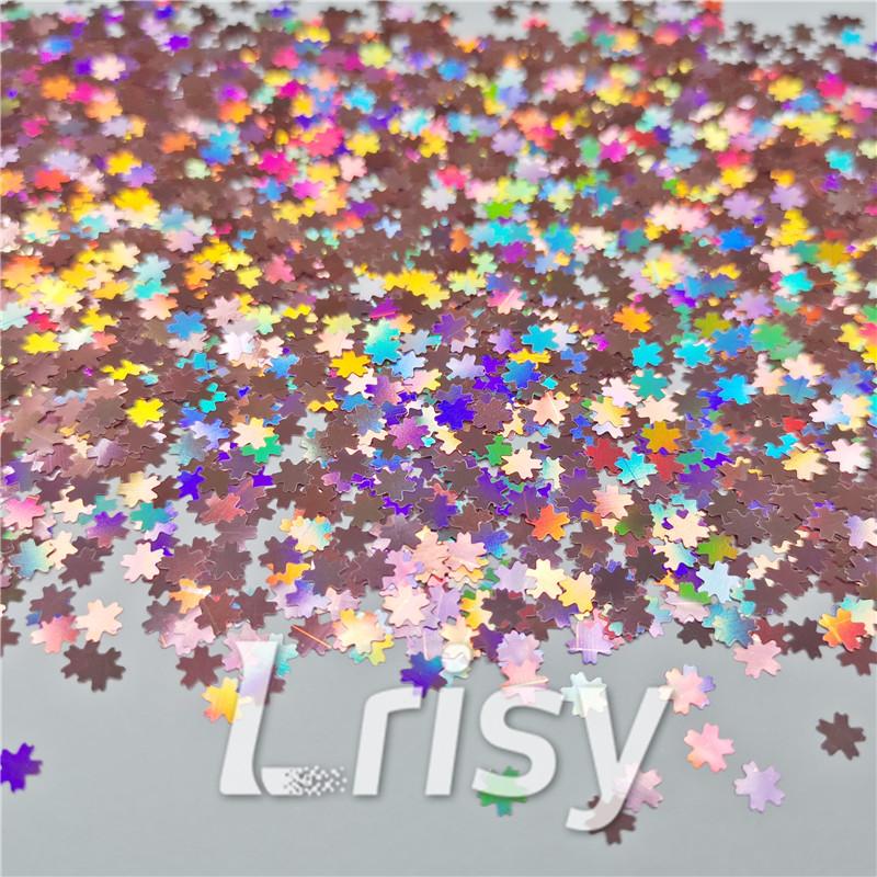 5mm Cherry Blossoms (Sakura) Shaped Holographic Hazy Pink Glitter LB0911