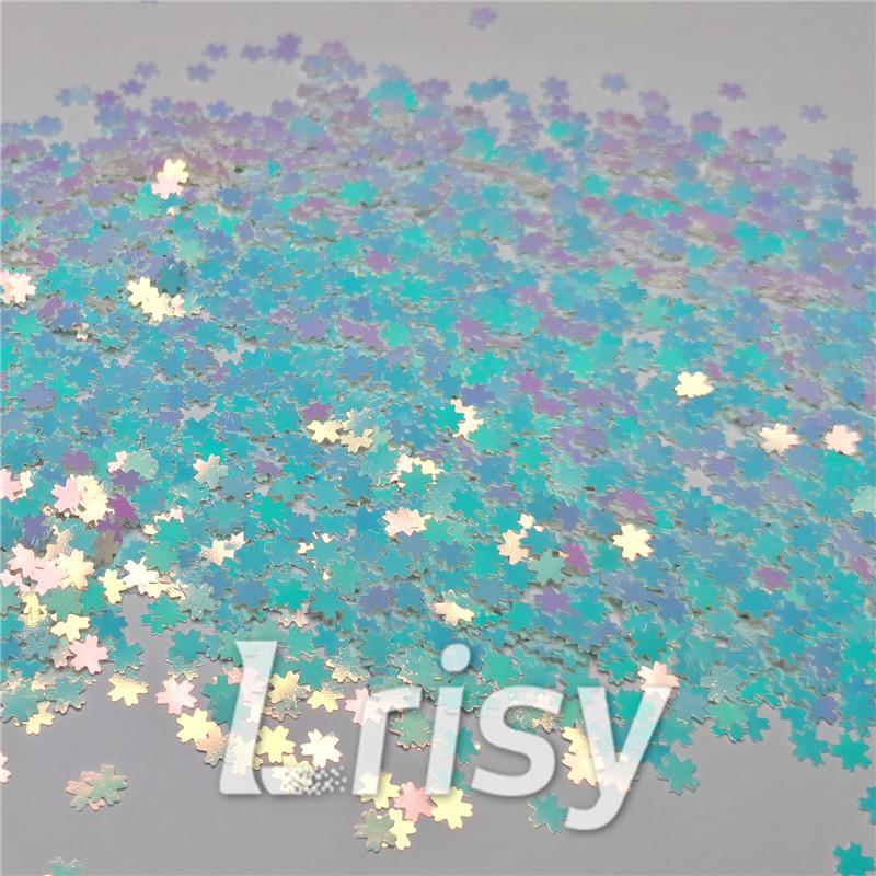 5mm Cherry Blossoms (Sakura) Shaped Iridescent Ice Blue Glitter C021R