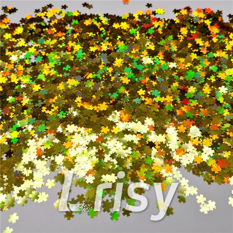 5mm Cherry Blossoms (Sakura) Shaped Holographic Gold Glitter LB0210