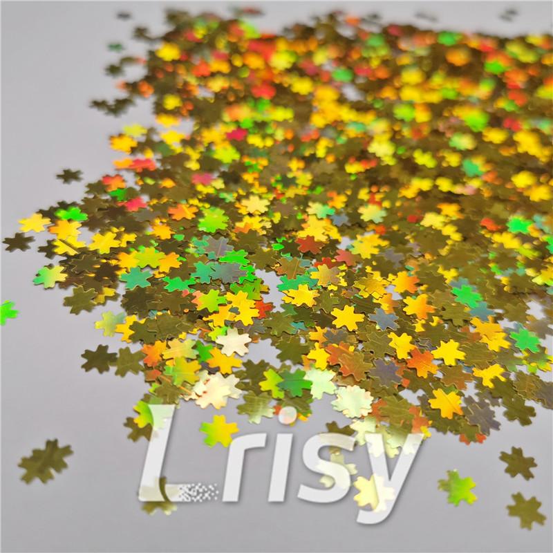 5mm Cherry Blossoms (Sakura) Shaped Holographic Gold Glitter LB0210