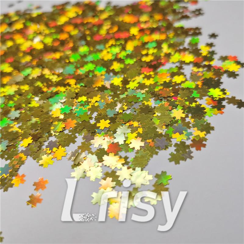5mm Cherry Blossoms (Sakura) Shaped Holographic Gold Glitter LB0210