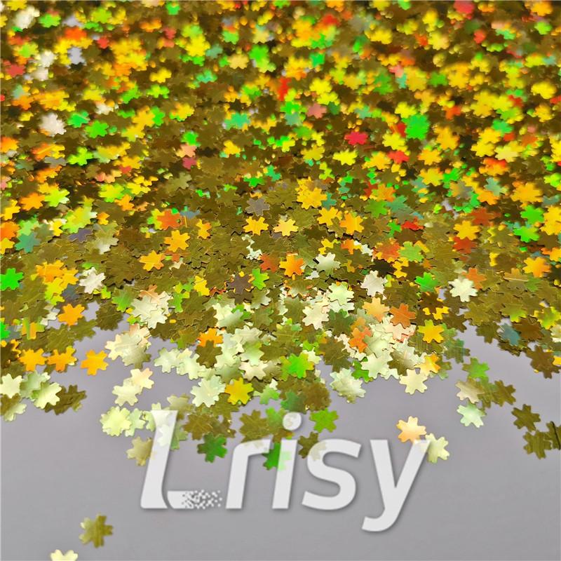 5mm Cherry Blossoms (Sakura) Shaped Holographic Gold Glitter LB0210
