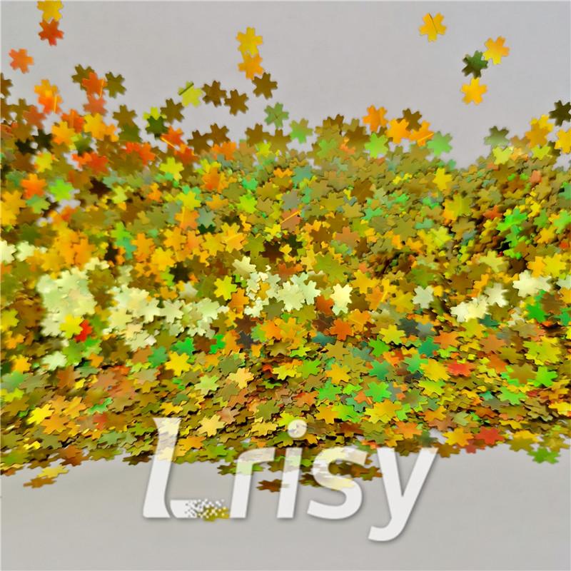 5mm Cherry Blossoms (Sakura) Shaped Holographic Gold Glitter LB0210