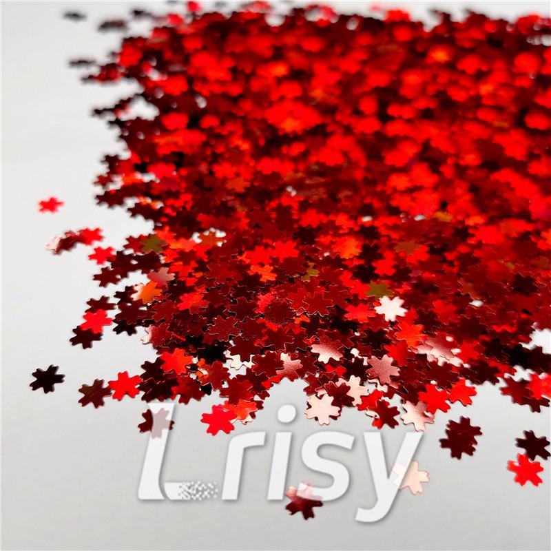 5mm Cherry Blossoms Shaped Holographic Red Glitter LB0300