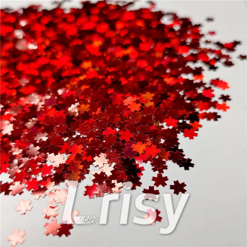 5mm Cherry Blossoms Shaped Holographic Red Glitter LB0300