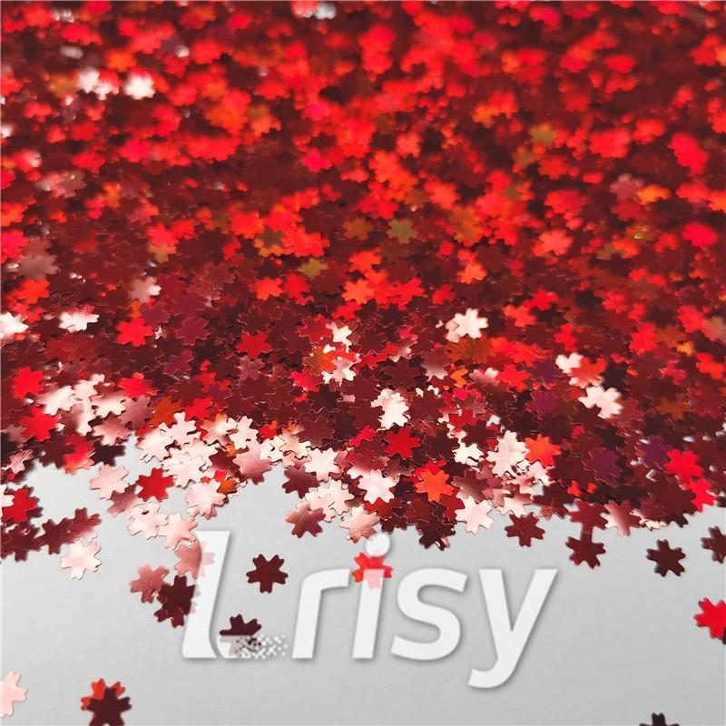 5mm Cherry Blossoms Shaped Holographic Red Glitter LB0300