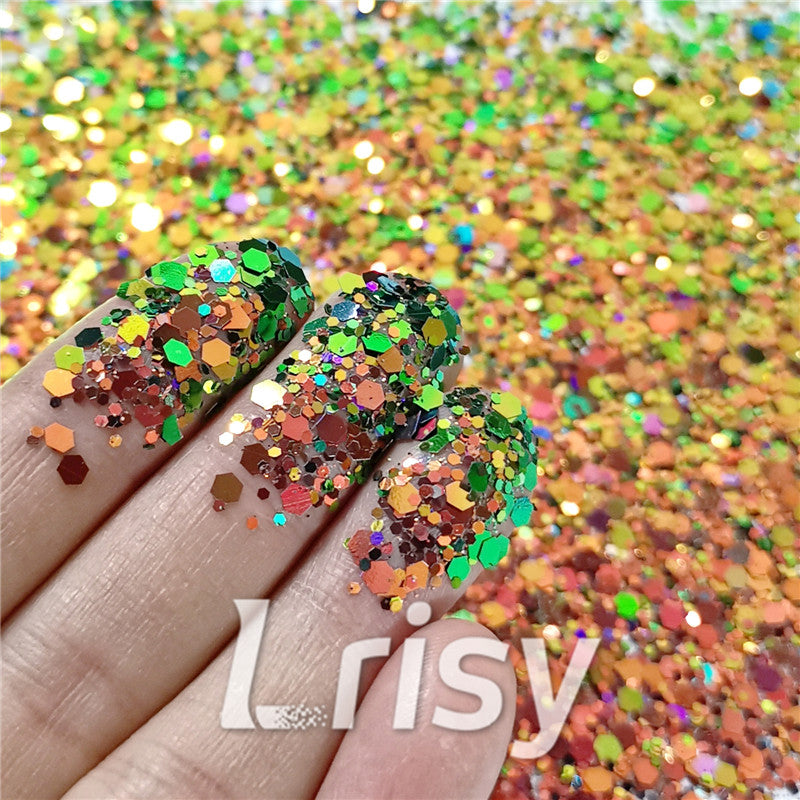 Mixed Hexagon Phantom Iridescent Glitter XLL010B