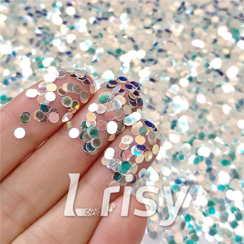 3mm Round Shaped Green Iridescent Glitter LZ321A