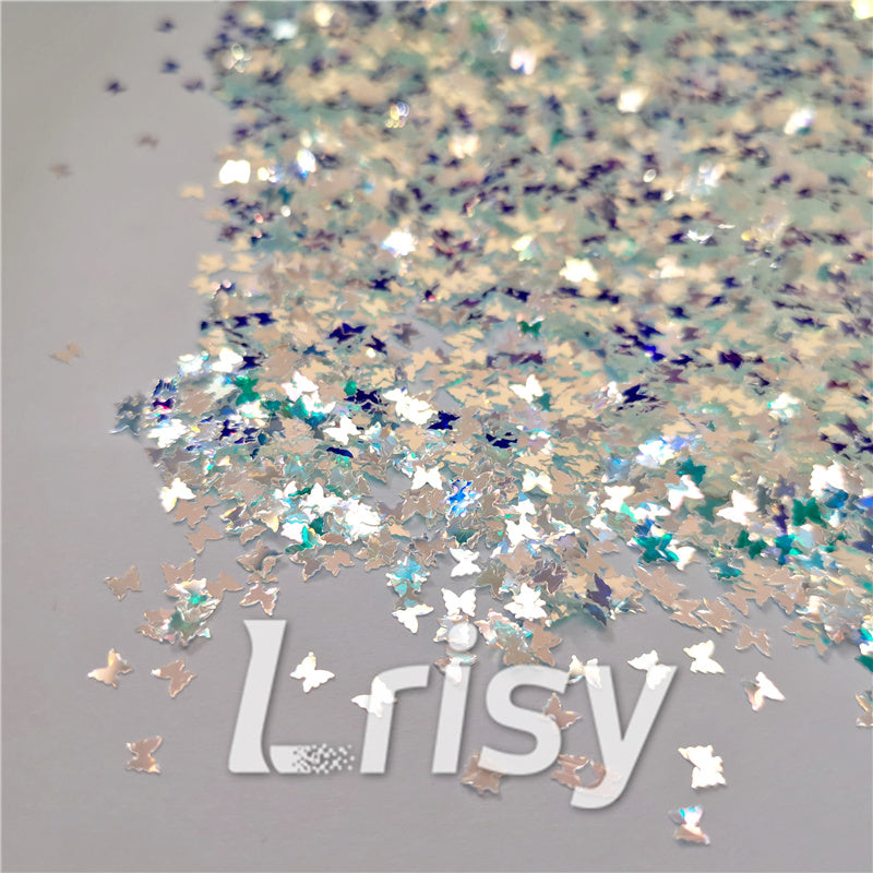 3mm Butterfly Shaped Green Iridescent Glitter LZ321A