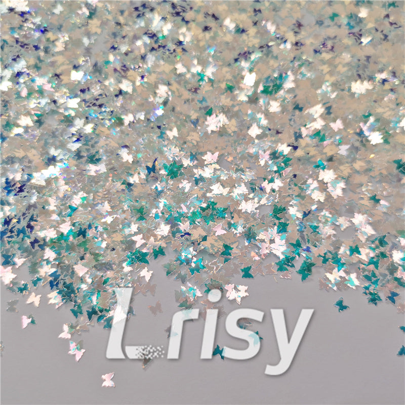 3mm Butterfly Shaped Green Iridescent Glitter LZ321A