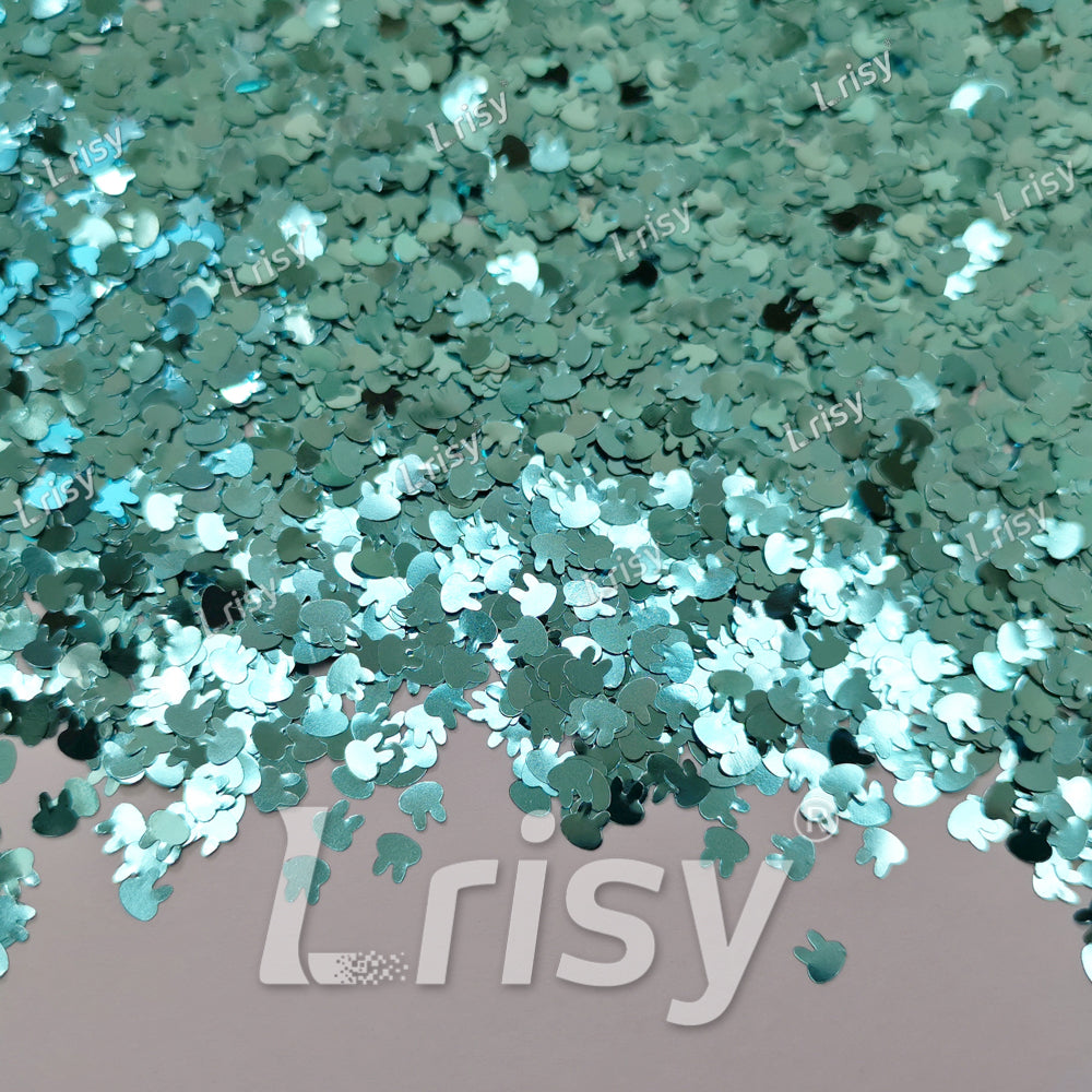 4mm Rabbit Bunny Shapes Sky Blue Glitter B0711