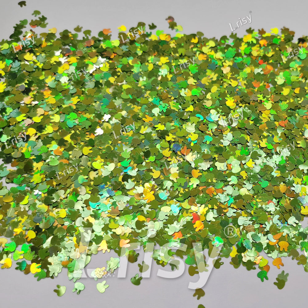 4mm Rabbit Bunny Shapes Laser Green Glitter LB0601