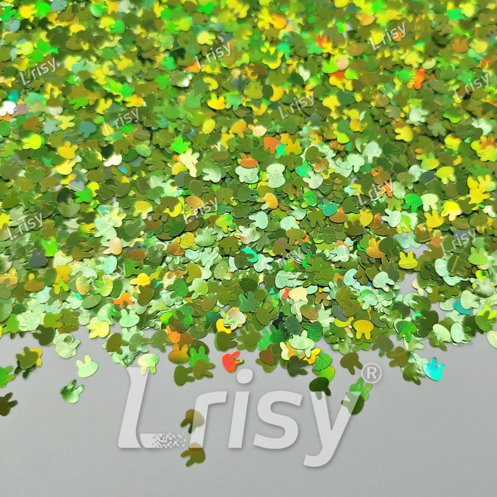 4mm Rabbit Bunny Shapes Laser Green Glitter LB0601