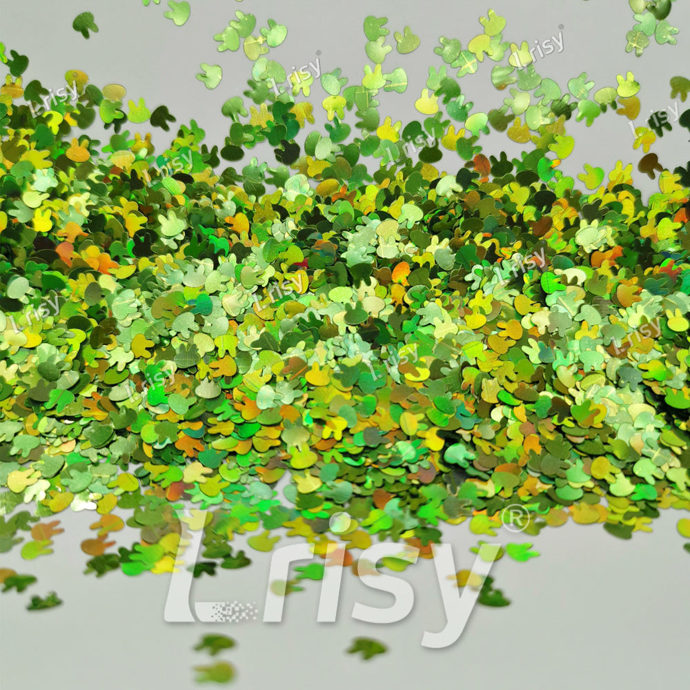 4mm Rabbit Bunny Shapes Laser Green Glitter LB0601
