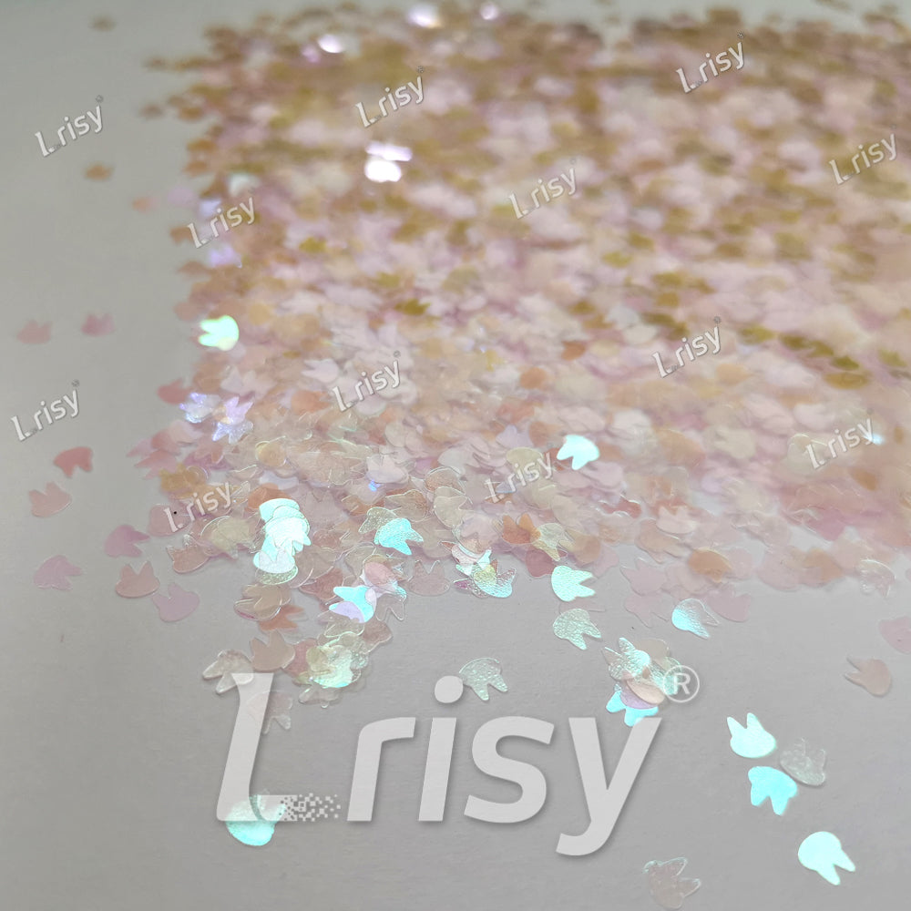 4mm Rabbit Bunny Shapes Dream Pink Iridescent Glitter C003