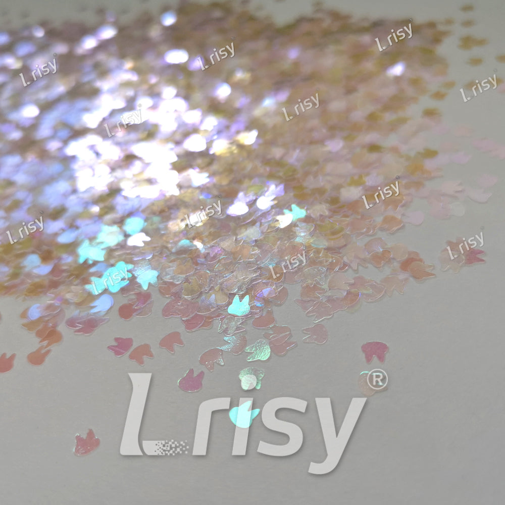 4mm Rabbit Bunny Shapes Dream Pink Iridescent Glitter C003