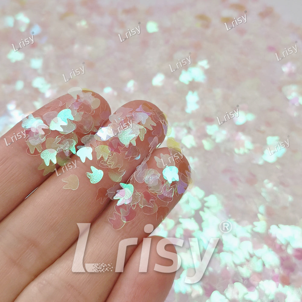 4mm Rabbit Bunny Shapes Dream Pink Iridescent Glitter C003