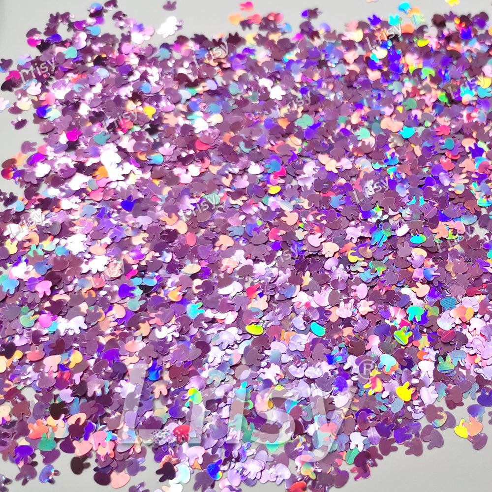 4mm Rabbit Bunny Shapes Laser Pink Glitter LB0901