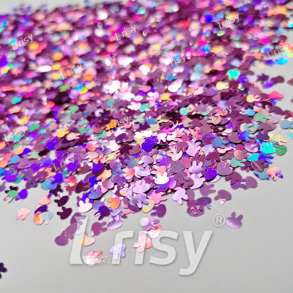 4mm Rabbit Bunny Shapes Laser Pink Glitter LB0901