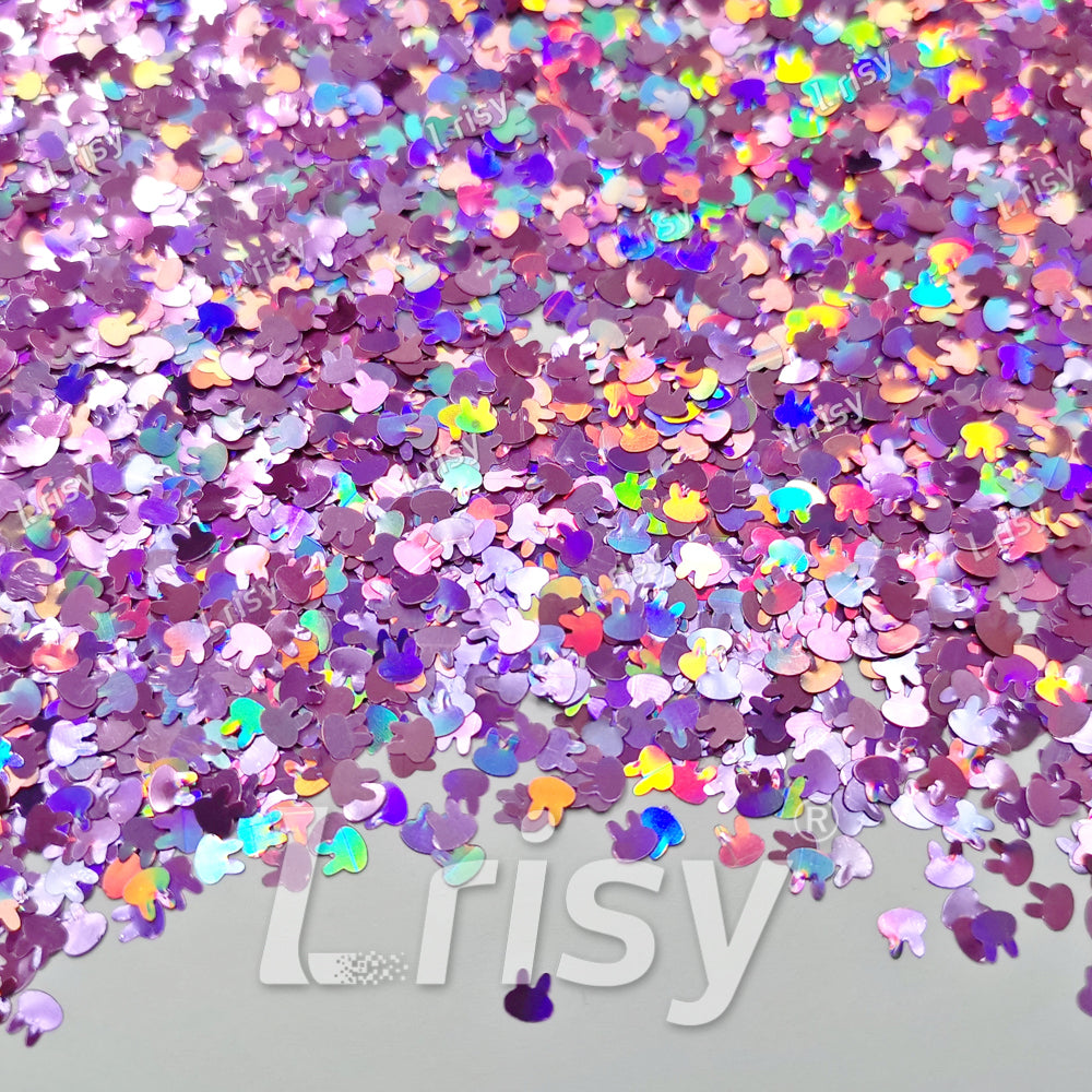 4mm Rabbit Bunny Shapes Laser Pink Glitter LB0901
