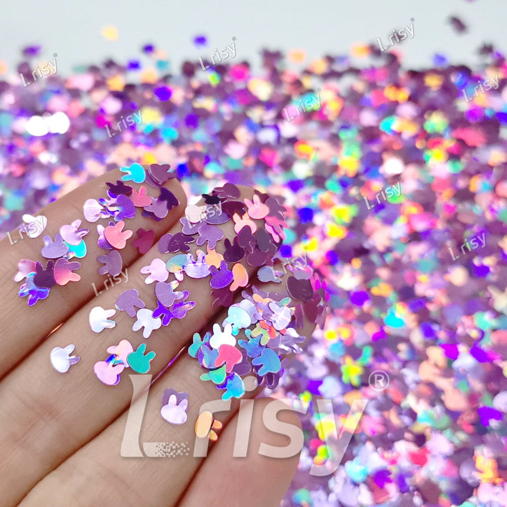 4mm Rabbit Bunny Shapes Laser Pink Glitter LB0901