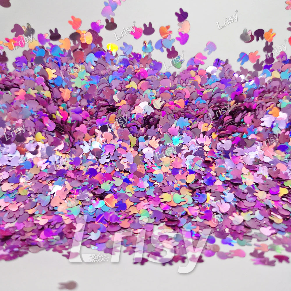 4mm Rabbit Bunny Shapes Laser Pink Glitter LB0901