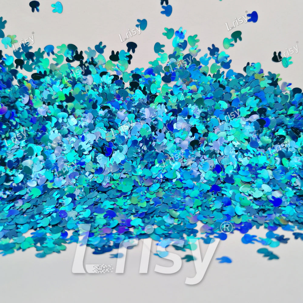 4mm Rabbit Bunny Shapes Laser Sky Blue Glitter LB0700