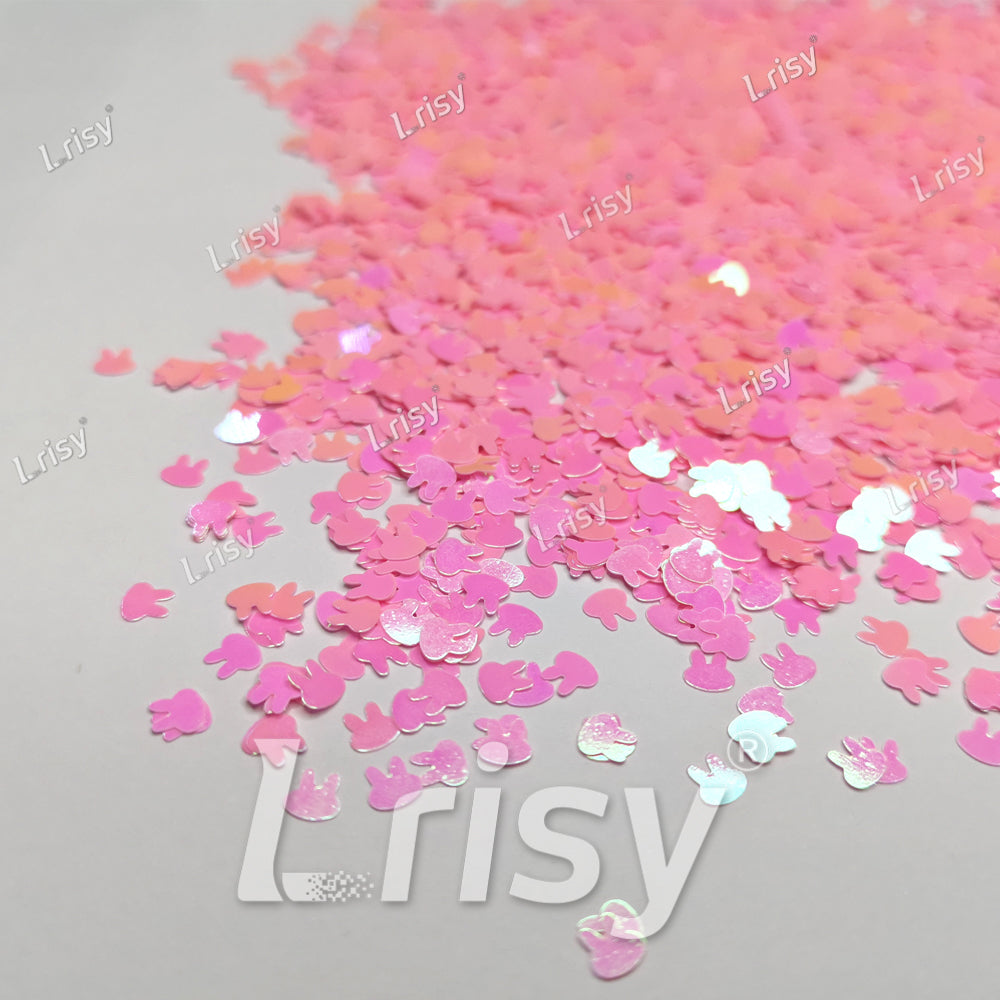 4mm Rabbit Bunny Shapes Rose Pink Glitter C018R
