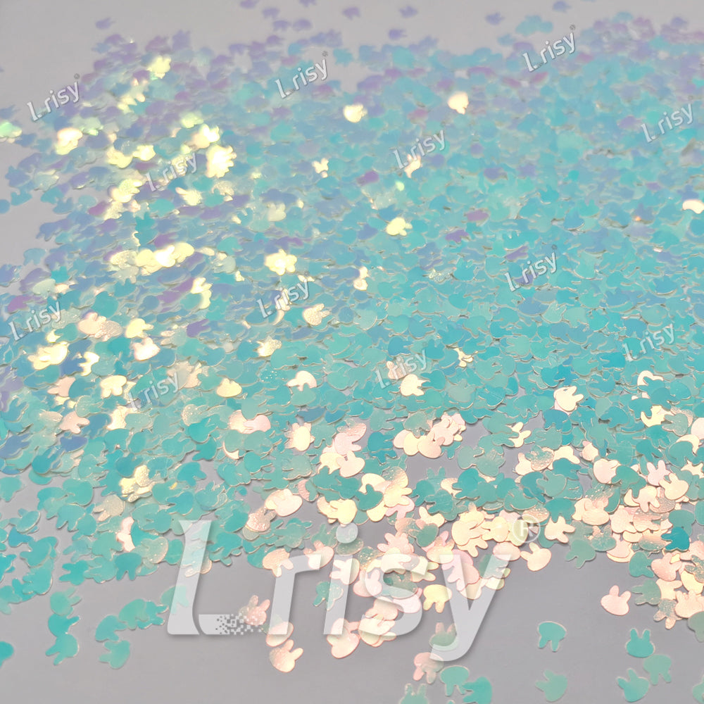 4mm Rabbit Bunny Ice Blue Iridescent Glitter C021R