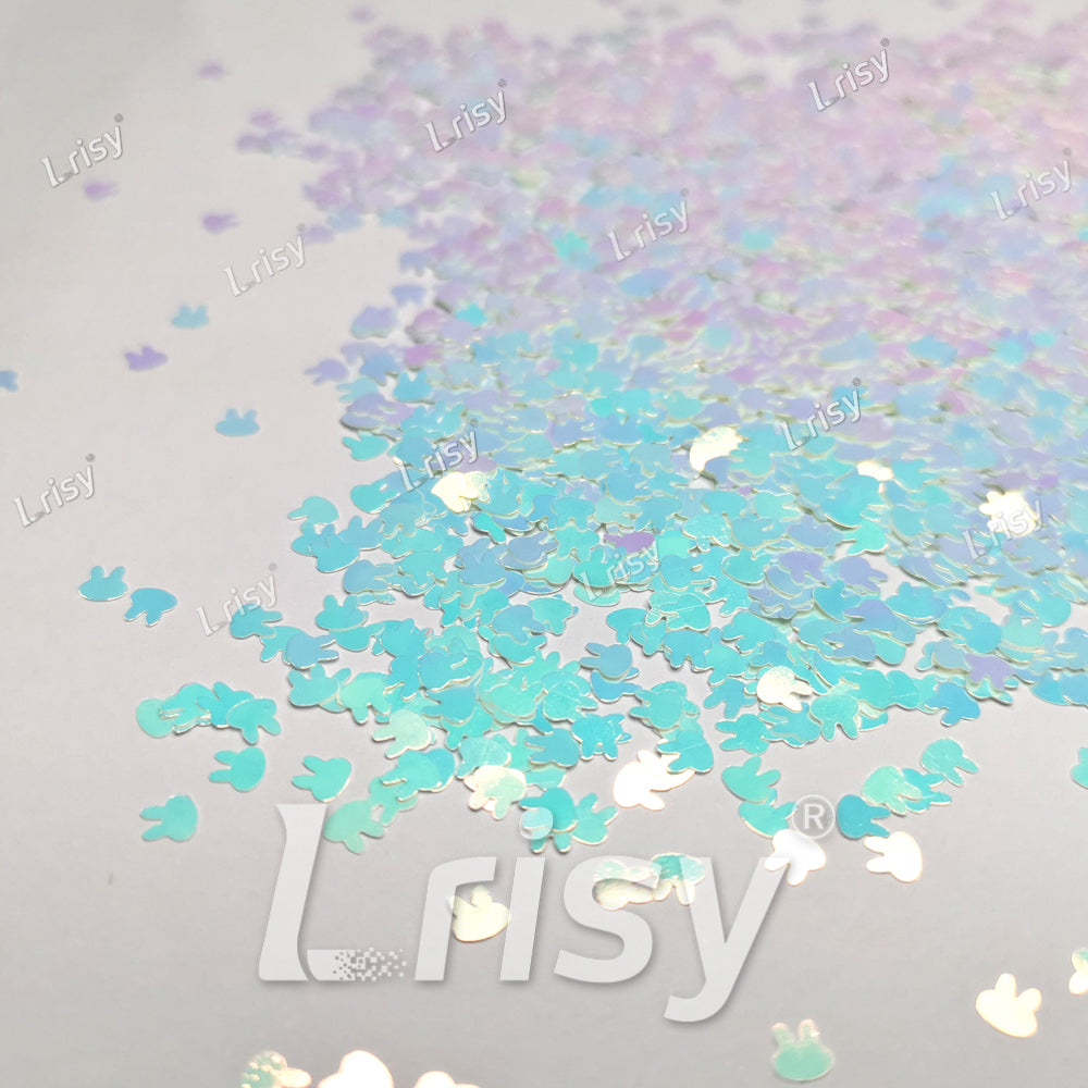 4mm Rabbit Bunny Ice Blue Iridescent Glitter C021R