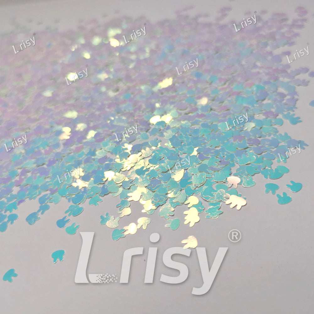 4mm Rabbit Bunny Ice Blue Iridescent Glitter C021R