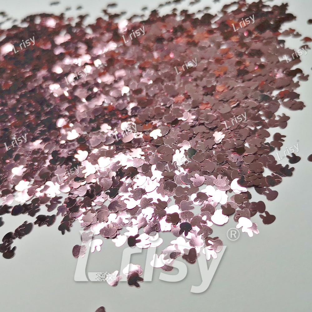 4mm Rabbit Bunny Shapes Pink Glitter B0920