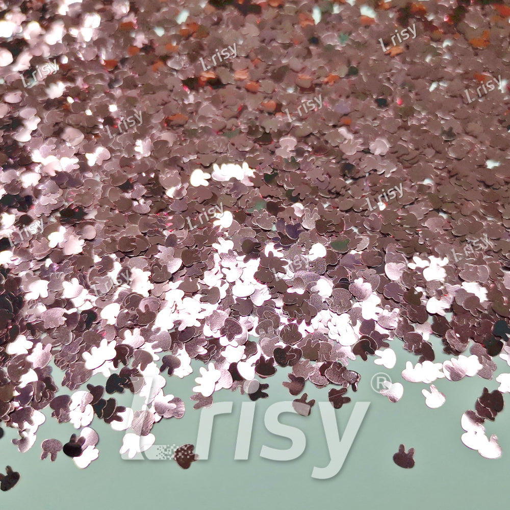 4mm Rabbit Bunny Shapes Pink Glitter B0920