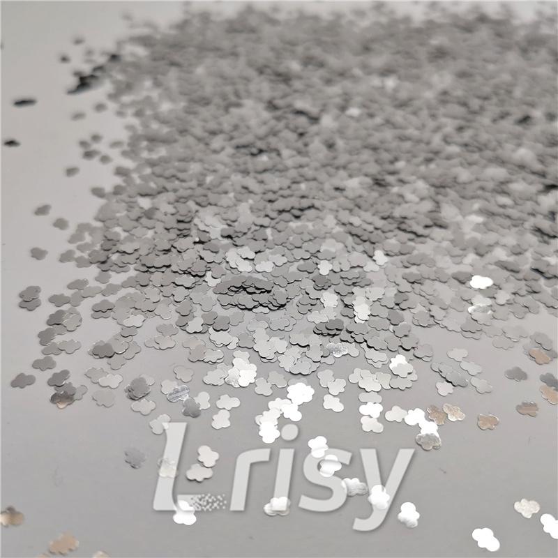 3mm Cloud Shapes Silver Glitter B0100