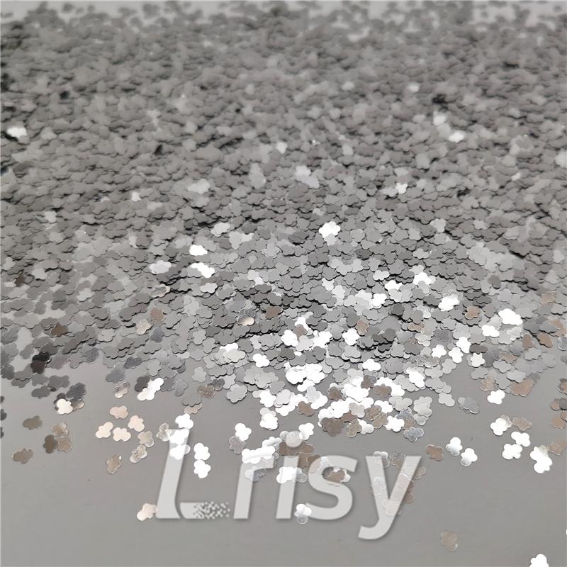 3mm Cloud Shapes Silver Glitter B0100