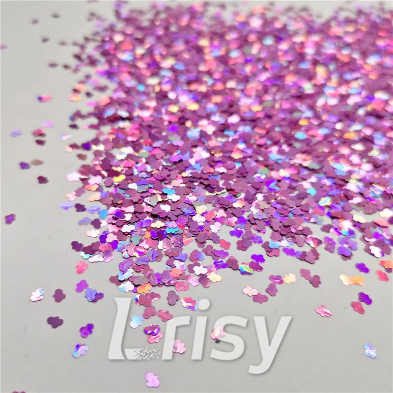 3mm Cloud Shapes Laser Pink Glitter LB0901