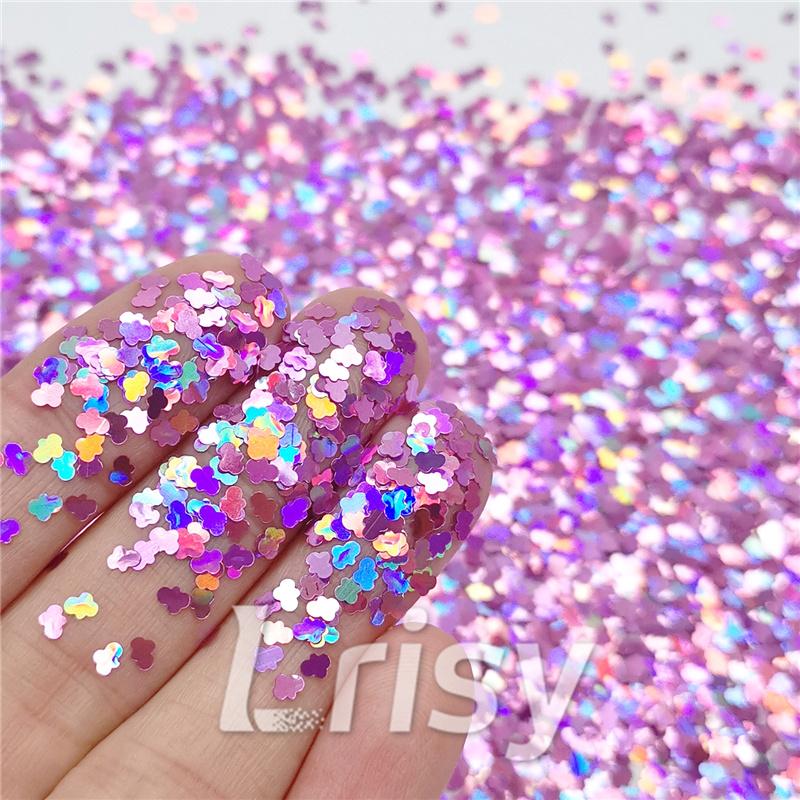 3mm Cloud Shapes Laser Pink Glitter LB0901