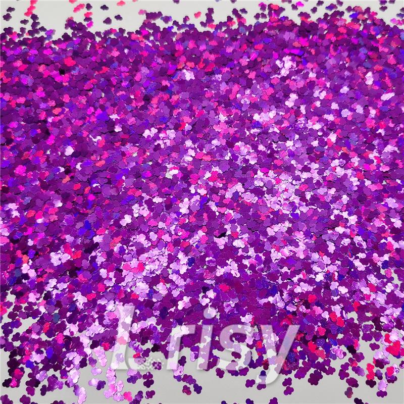 3mm Cloud Shapes Laser Purple Glitter LB0800