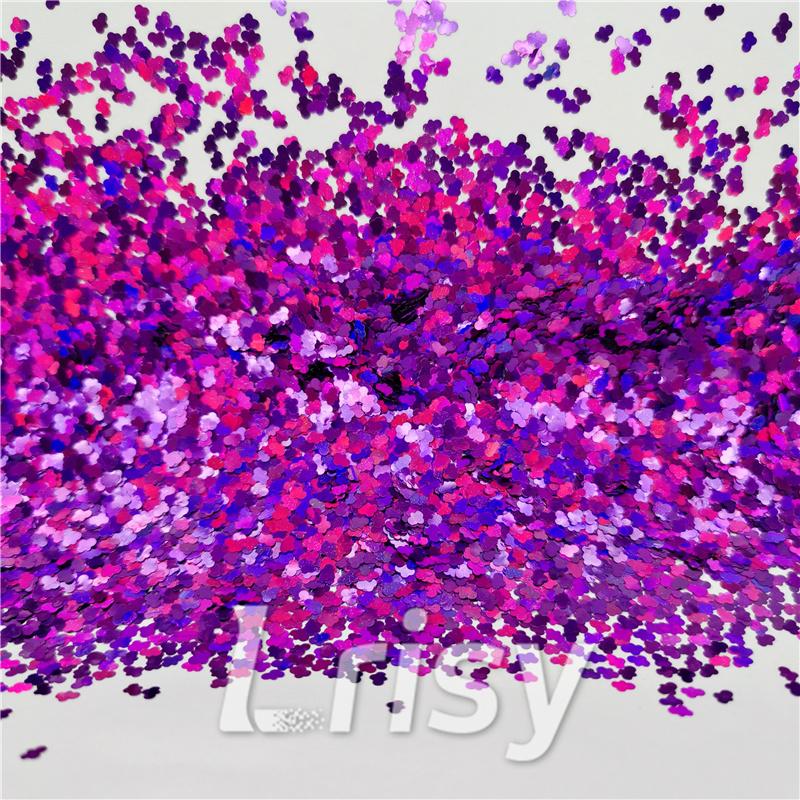 3mm Cloud Shapes Laser Purple Glitter LB0800