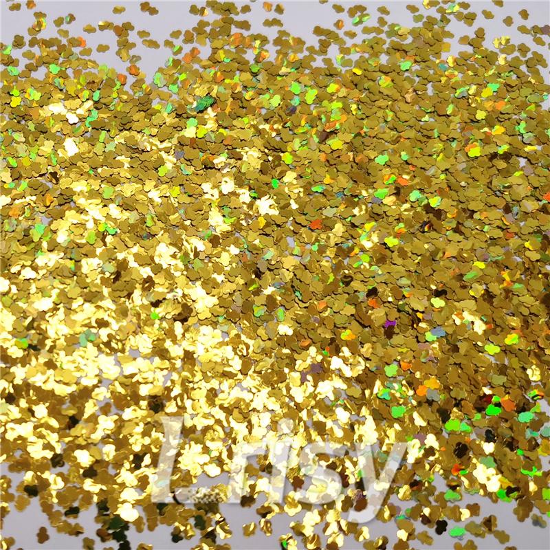 3mm Cloud Shapes Laser Gold Glitter LB0210